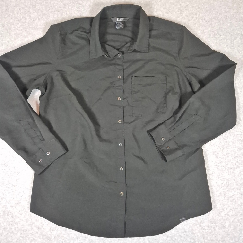 5.11 Tactical Shirt Womens XL Black Long Sleeve Button Down Snap Front Pocket